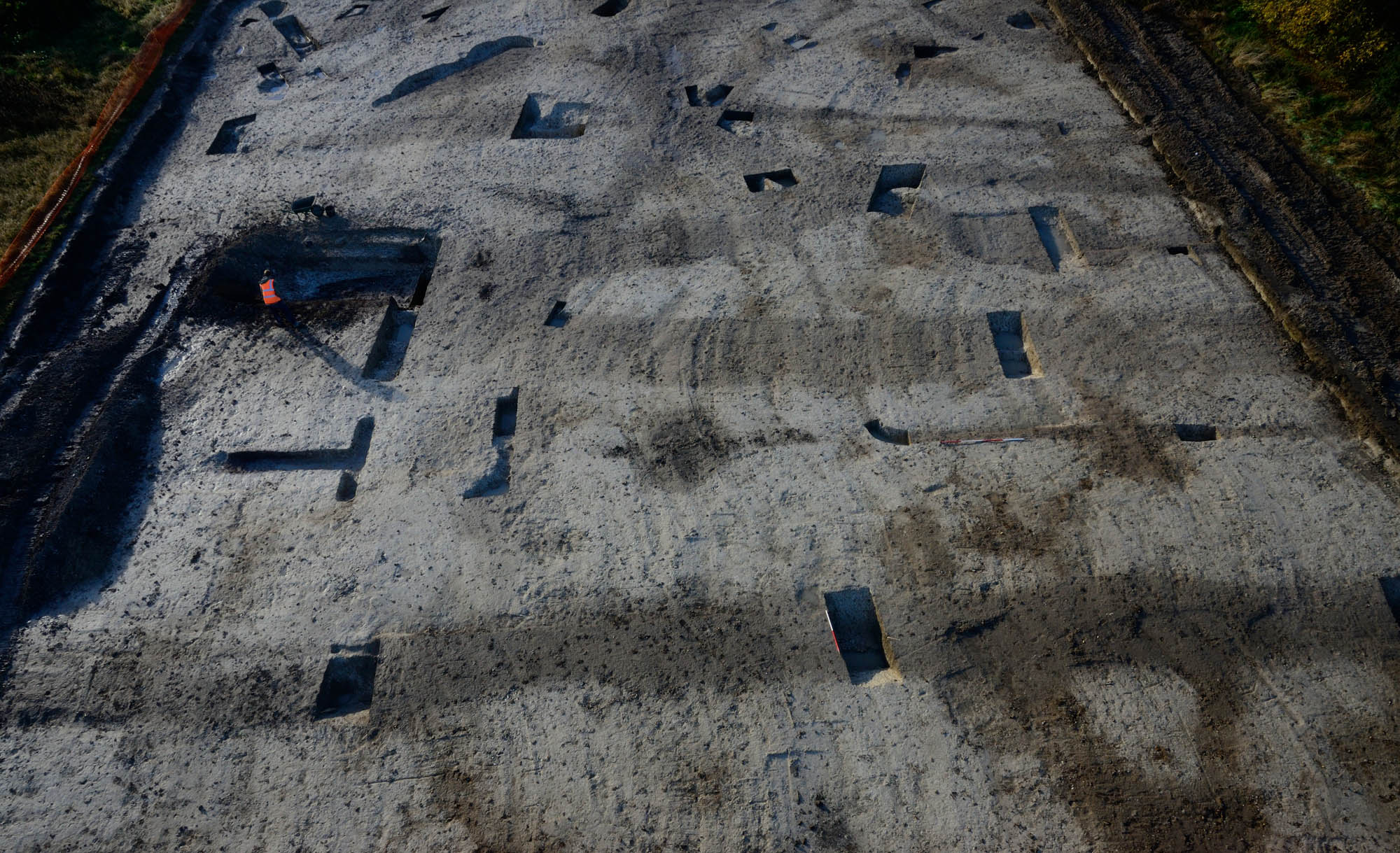 An aerial view of work during AS' recent excavation project at Soham in Cambridgeshire.